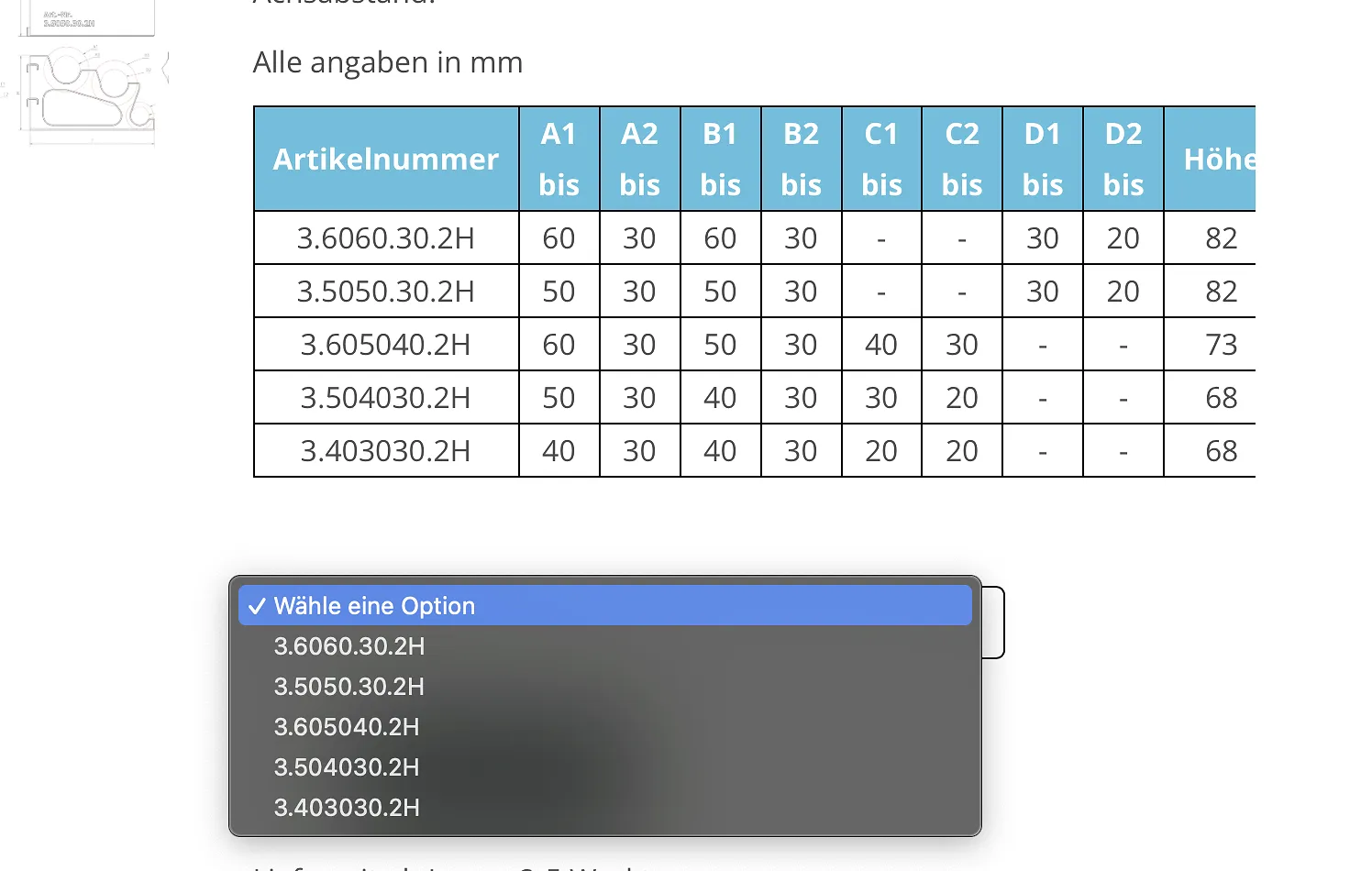 Size chart