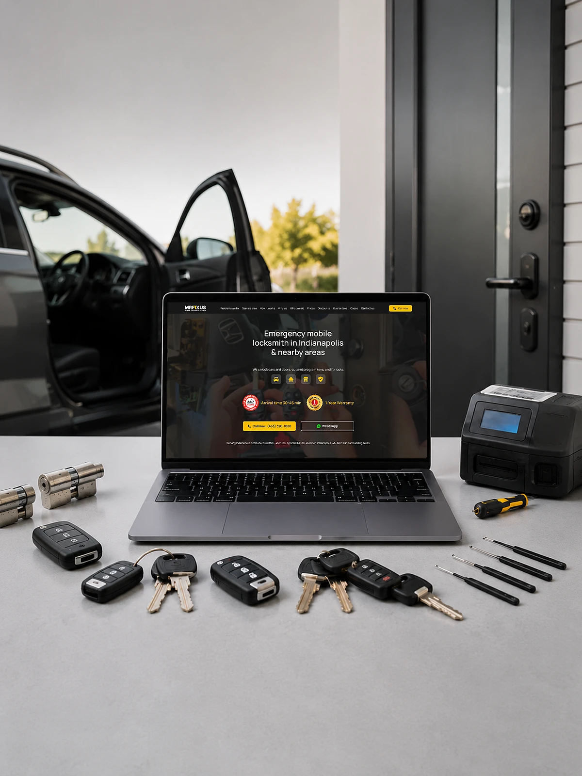Разработка конверсионного лендинга для мобильной locksmith-службы MRFIXUS (США)