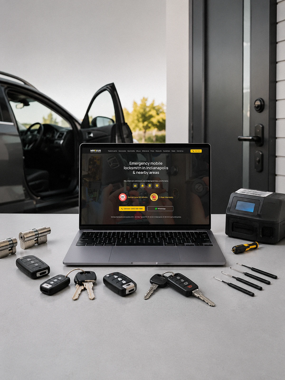 Разработка конверсионного лендинга для мобильной locksmith-службы MRFIXUS (США)