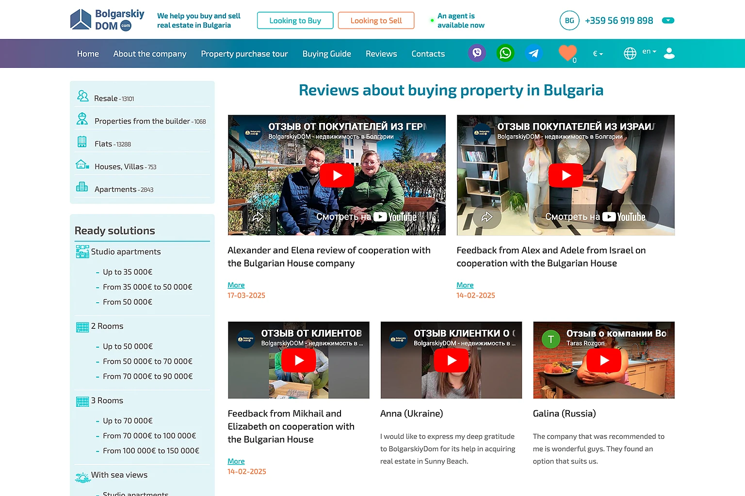 An example of how to use reviews and trust badges on a real estate agency's website