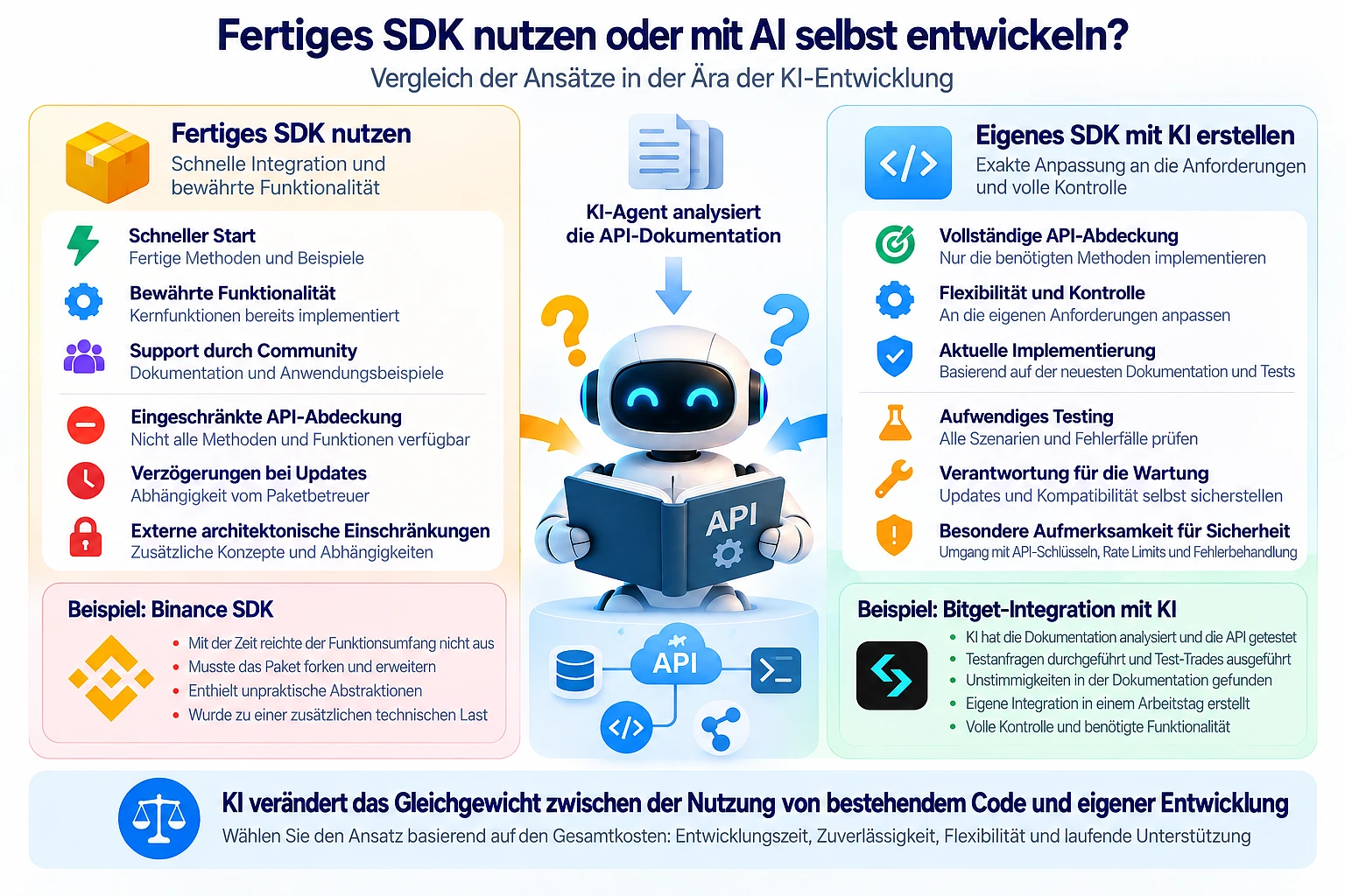 Webdelos Binance-SDK und eigener Bitget-Client im Vergleich: Startaufwand und Verantwortung für die Wartung